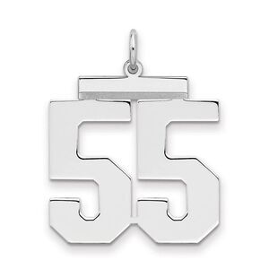 Sterling Silver, Athletic Collection, Large Polished Number 55 Pendant